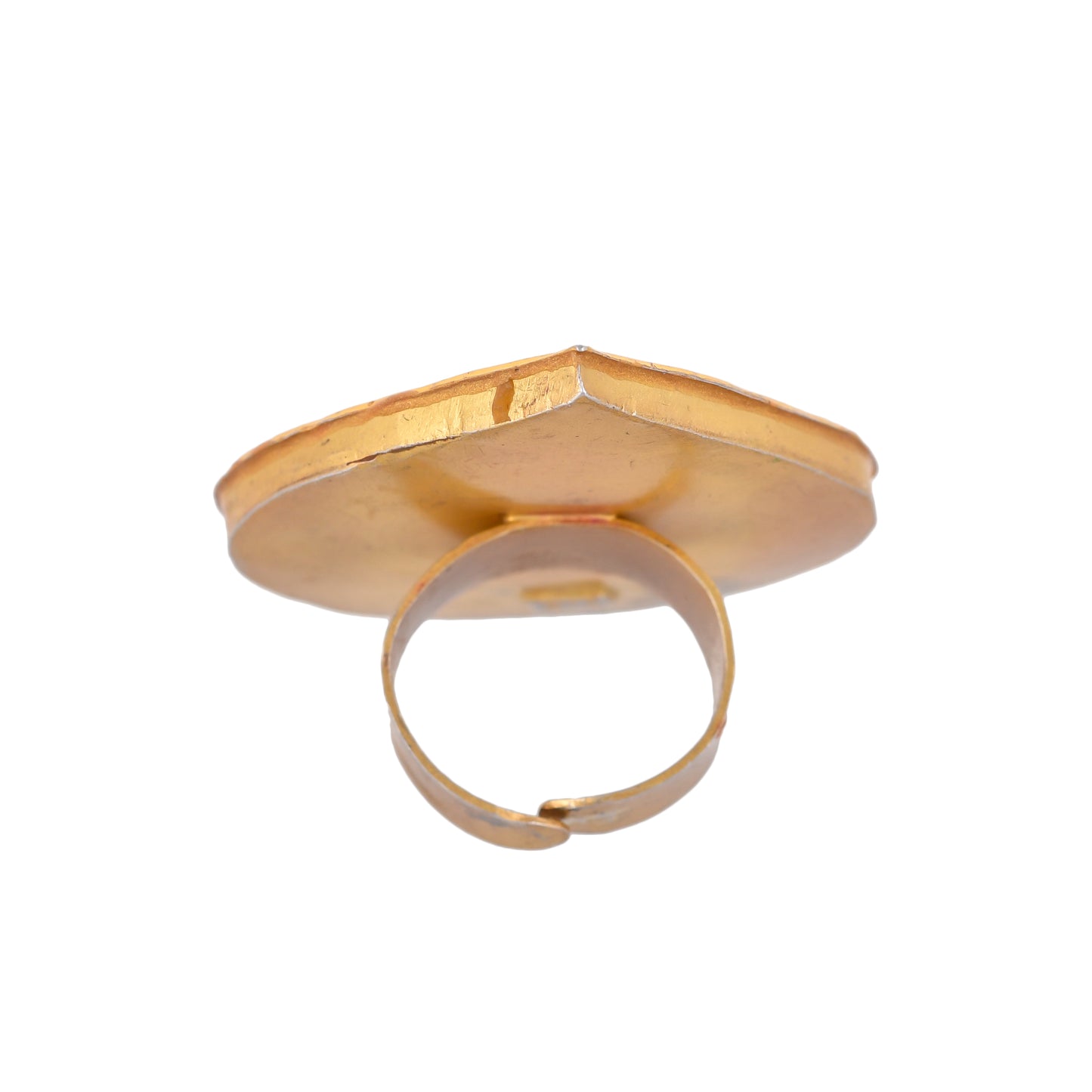 WHITE STONE GOLDEN CARVING DROP SHAPED RING SET