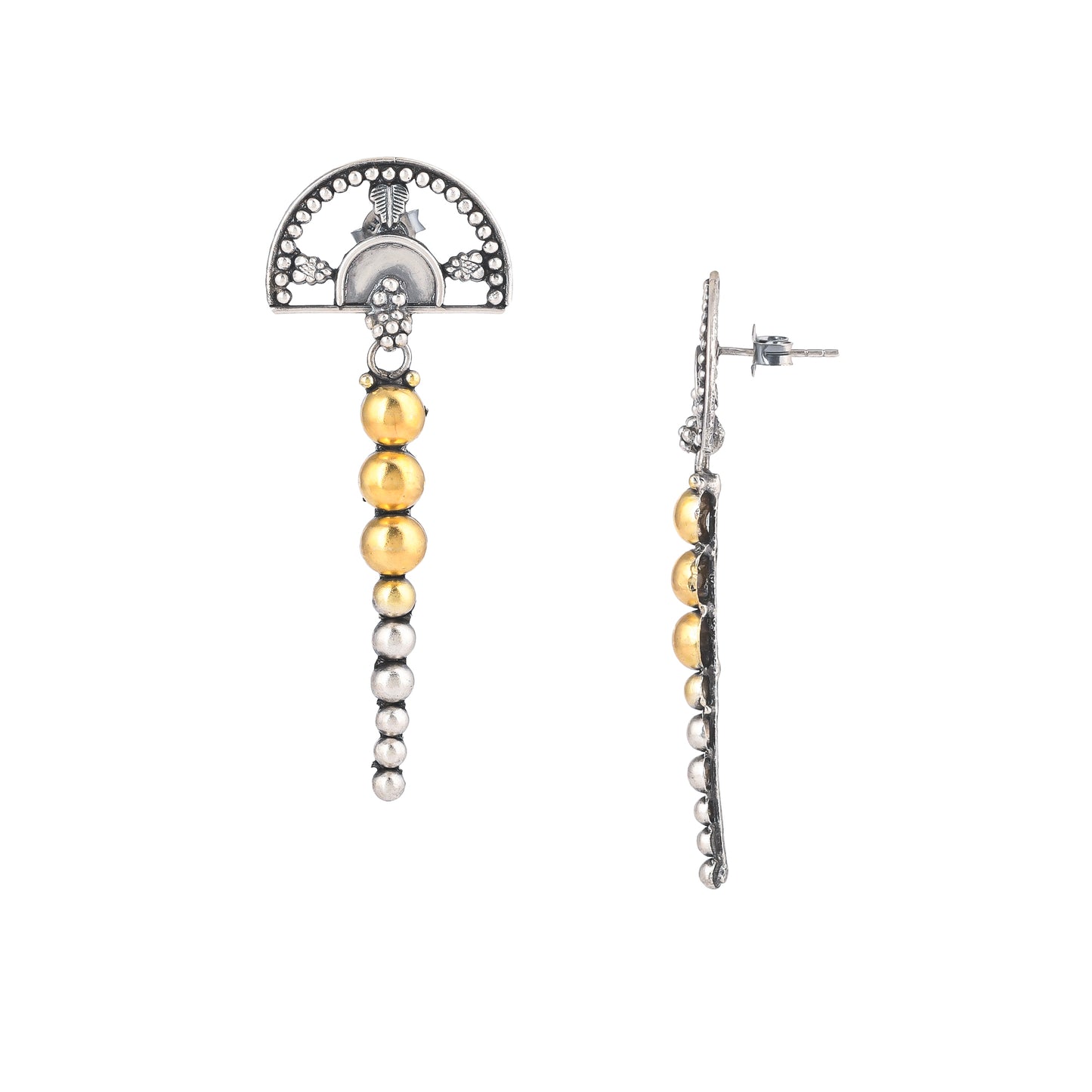 KIARA TWO TONED, BEADS STRING, STUD EARRING
