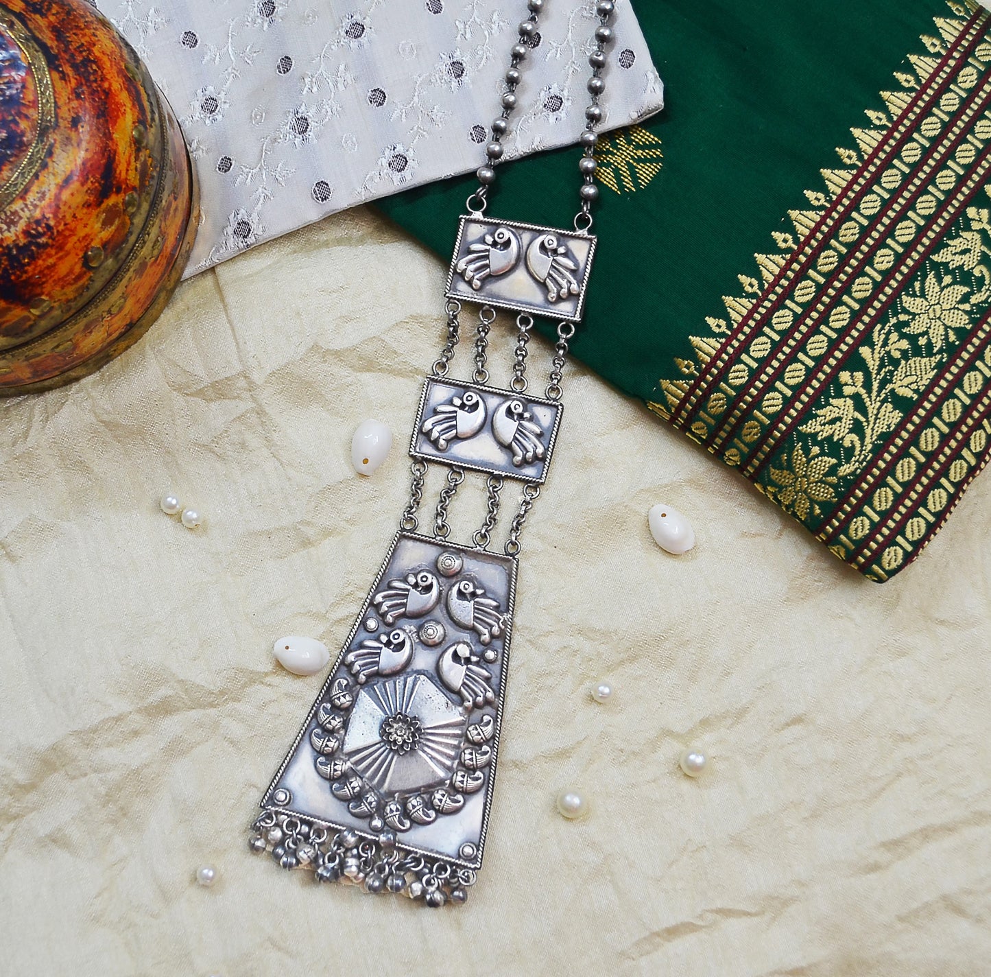 Kalp Kunj Silver Neckpiece