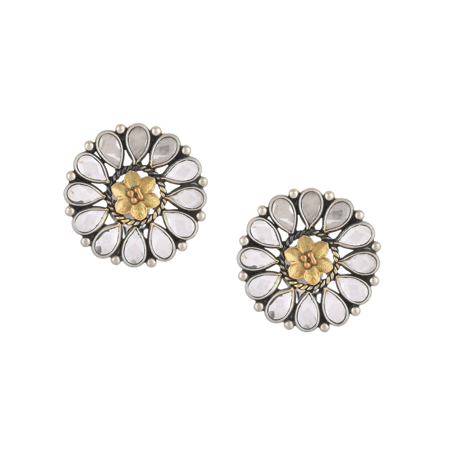 JATIH WHITE MIRROR SILVER
PLATED STUD EARING SET