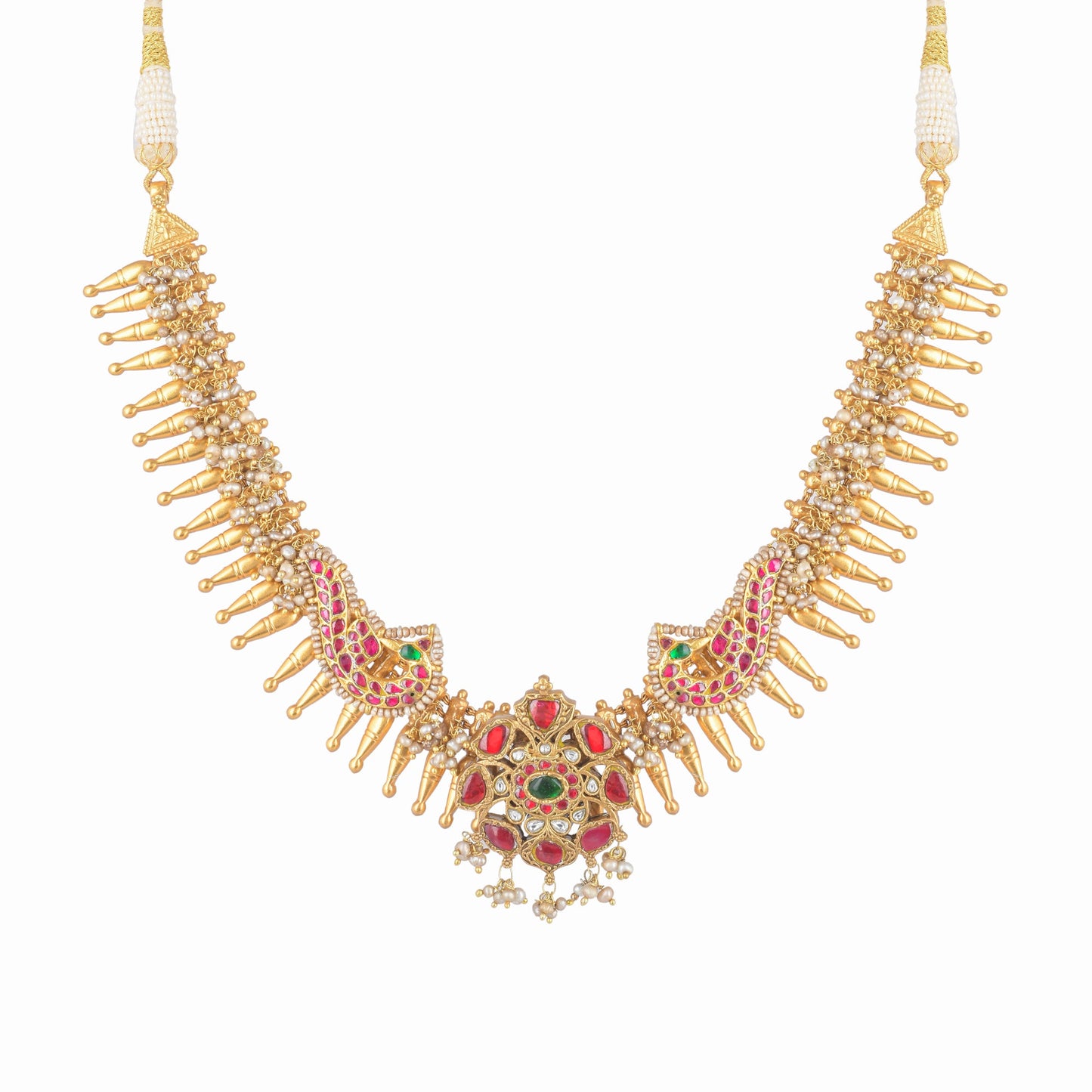 UTASHA TRADITIONAL
PINK KEMP STONES WORK NECKLACE
