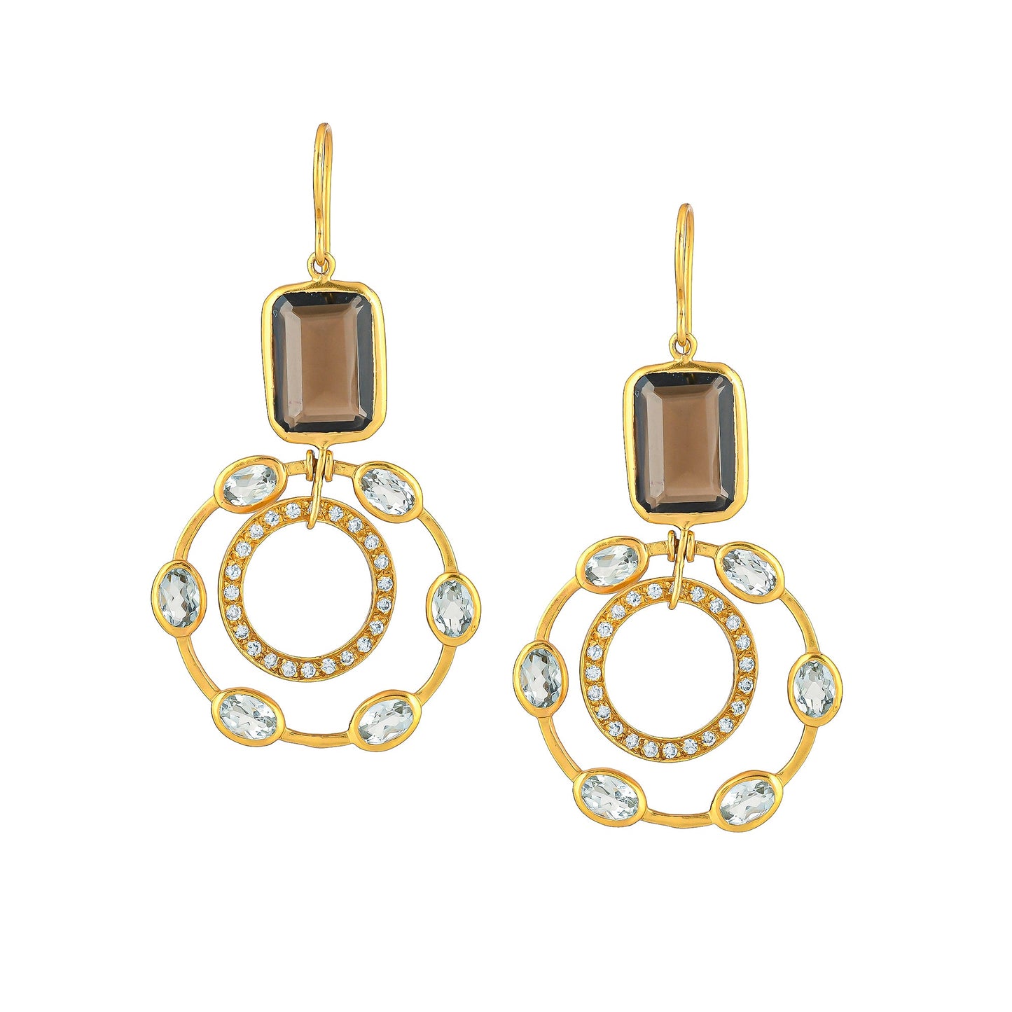 AKSHI BROWN STONE GOLD PLATED SILVER EARRING