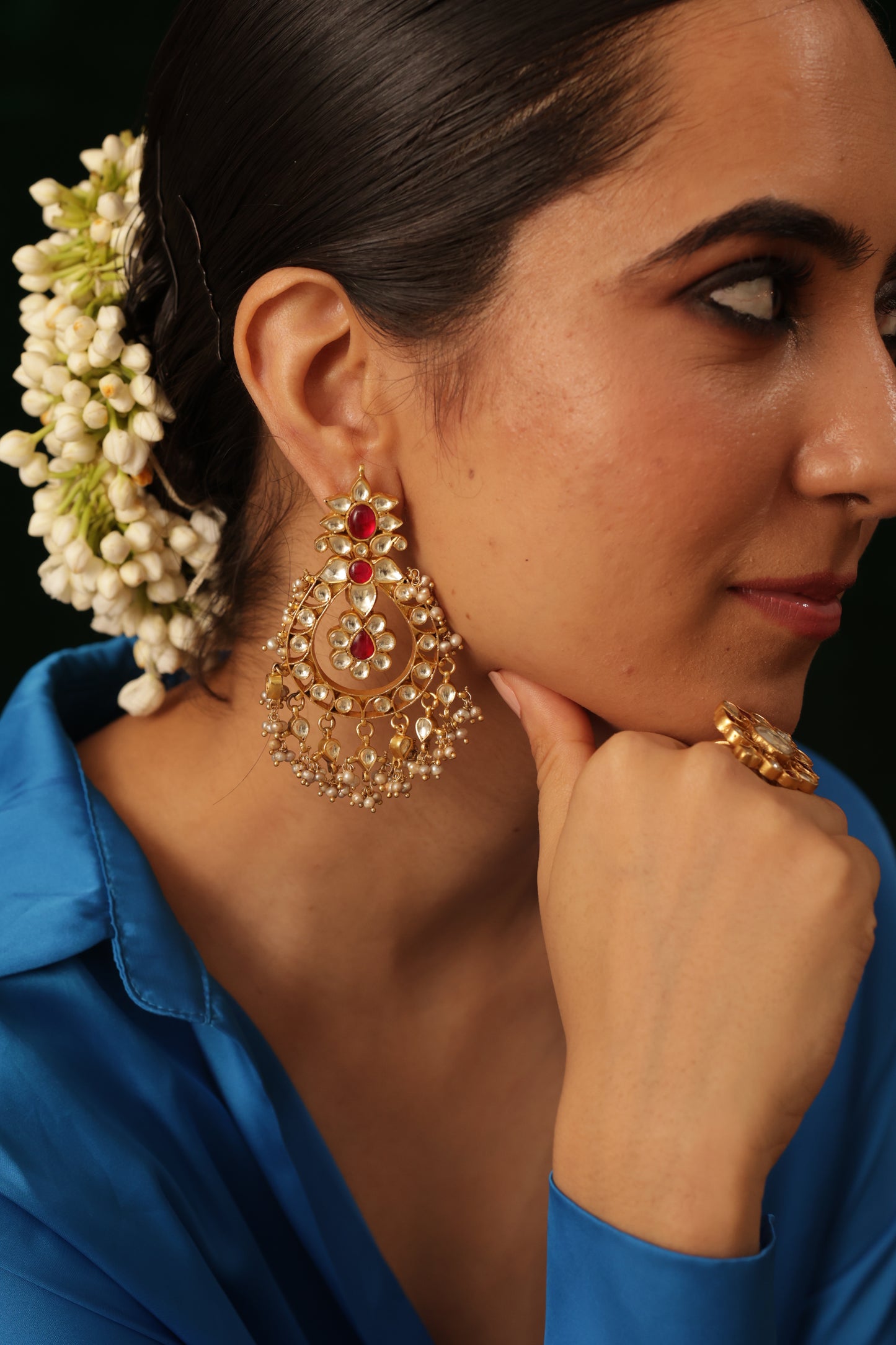 KRITI CRYSTAL STONE AND PEARLS WITH GOLD PLATED