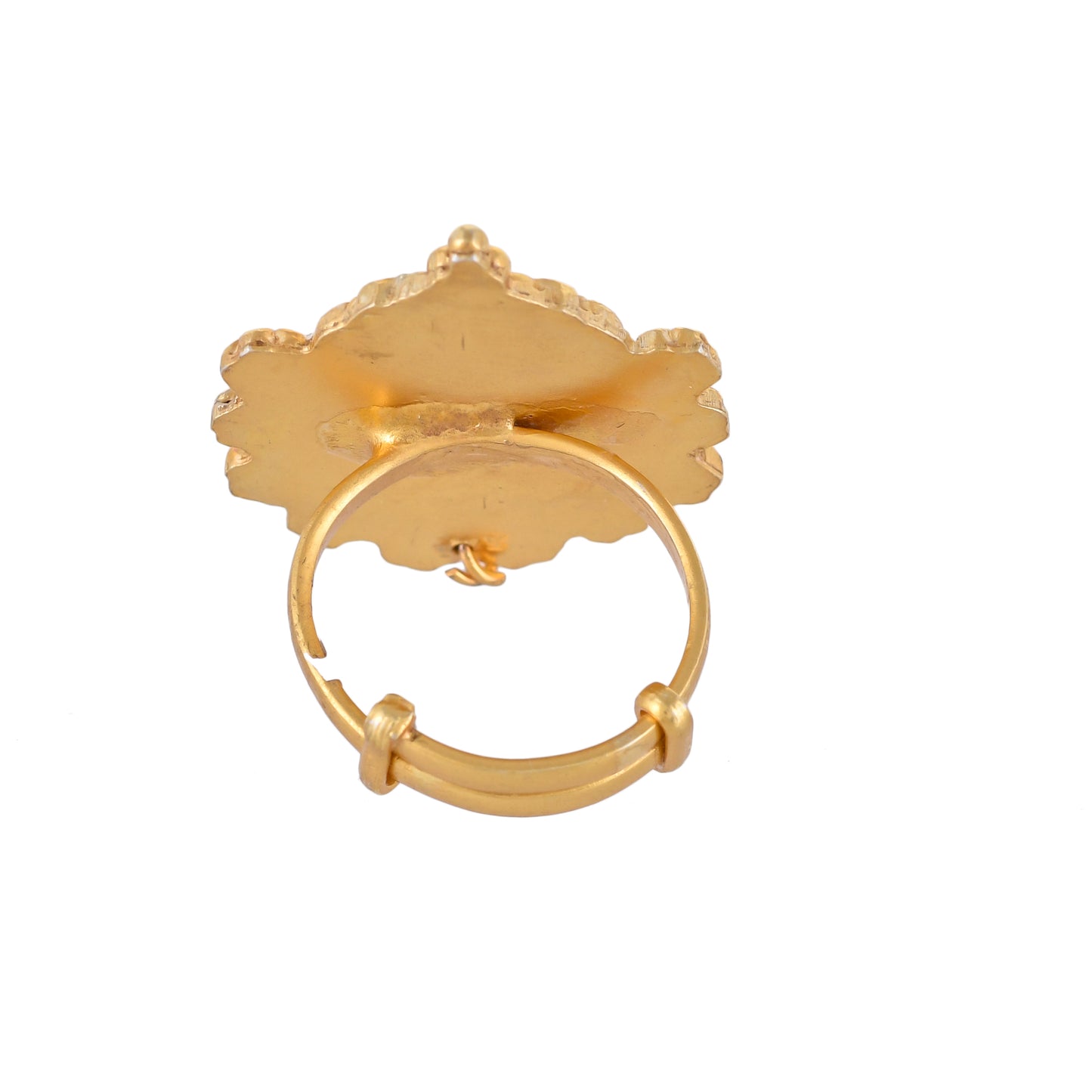 PINK STONE HEXAGON GOLD  PLATED RING SET