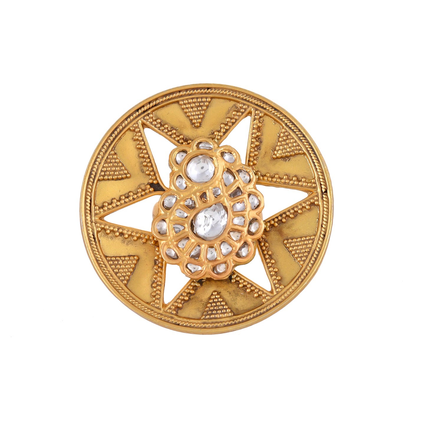 PAISELY STAR ROUND SHAPED GOLD PLATED RING SET