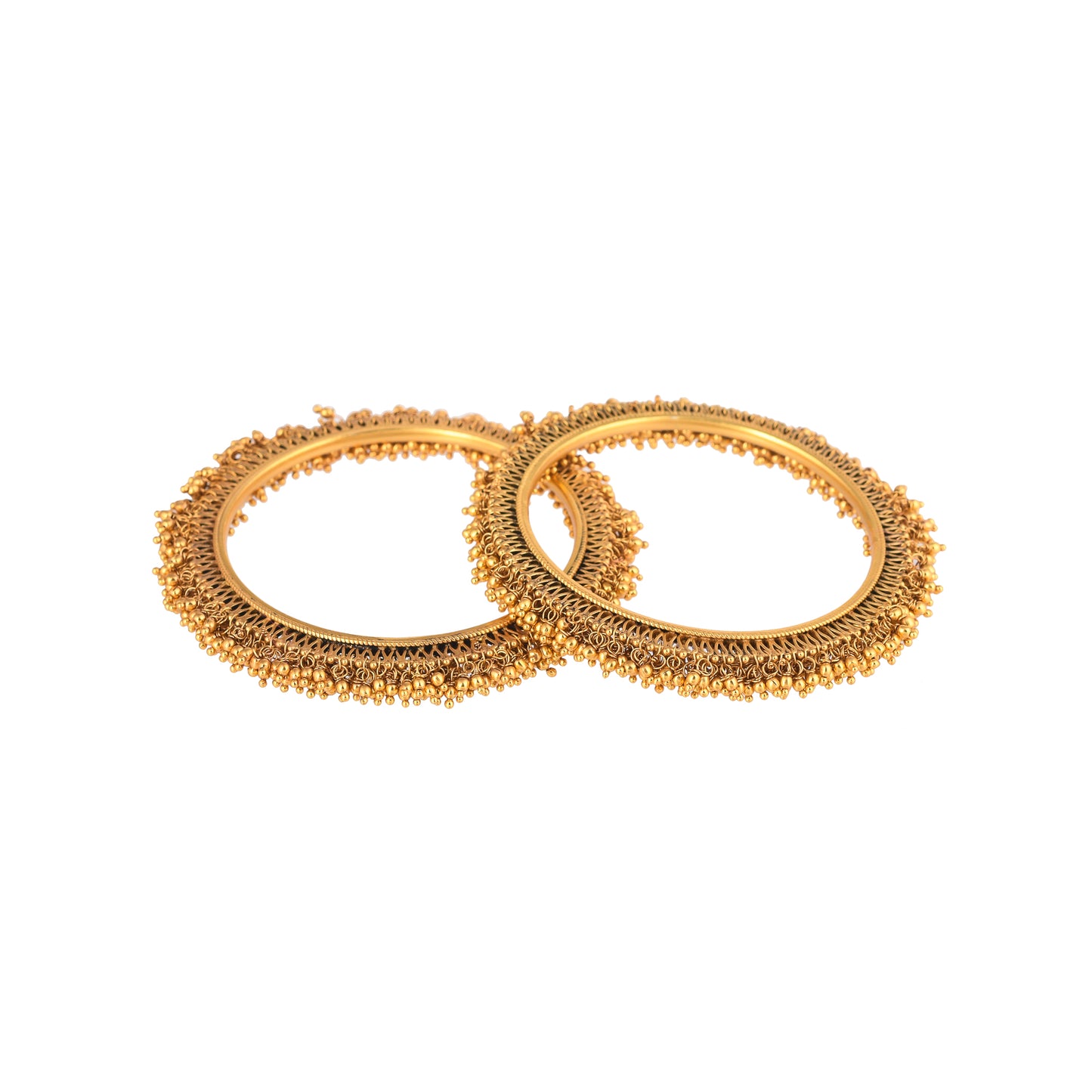 IRA GHUNGROO DROP,  GOLD PLATED  SILVER BANGLES