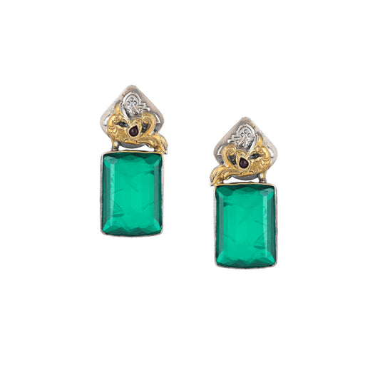 ANALA AQUA STONE, SILVER WITH GOLD PLATED EARRING