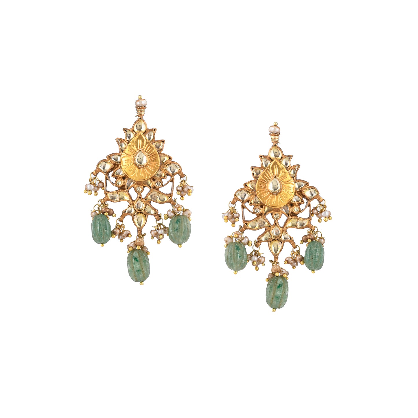 JOSIE JADAU WORK, GREEN STONE DROP, STUD EARRING