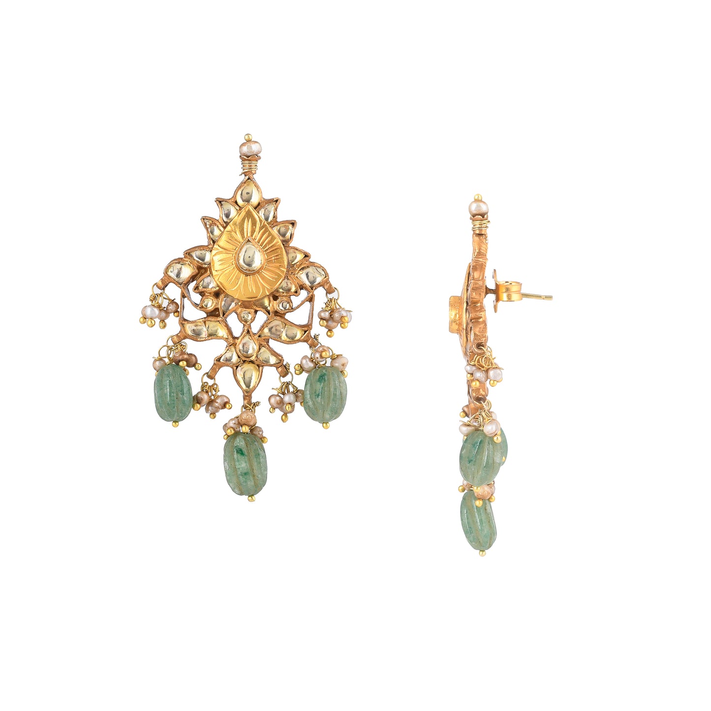 JOSIE JADAU WORK, GREEN STONE DROP, STUD EARRING