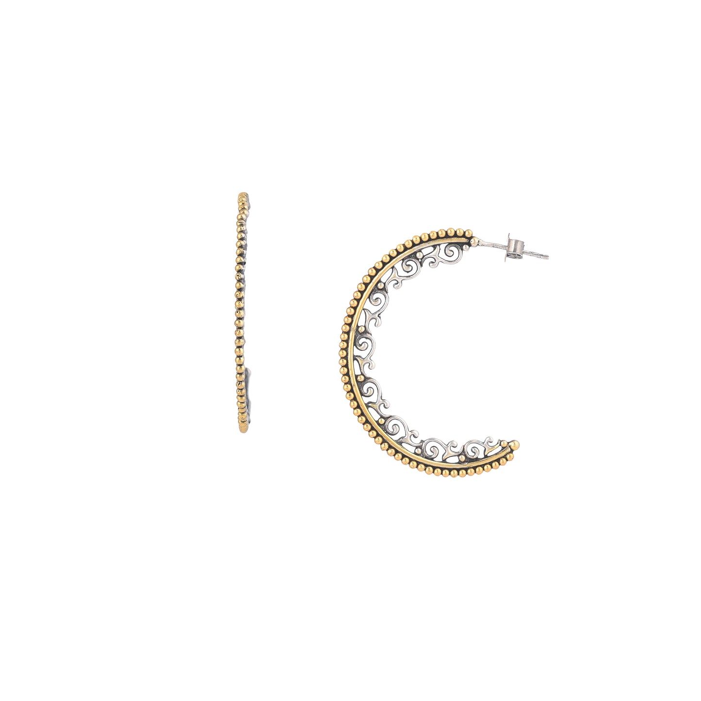 NOA HALF HOOP, SILVER WITH GOLD PLATED EARRING