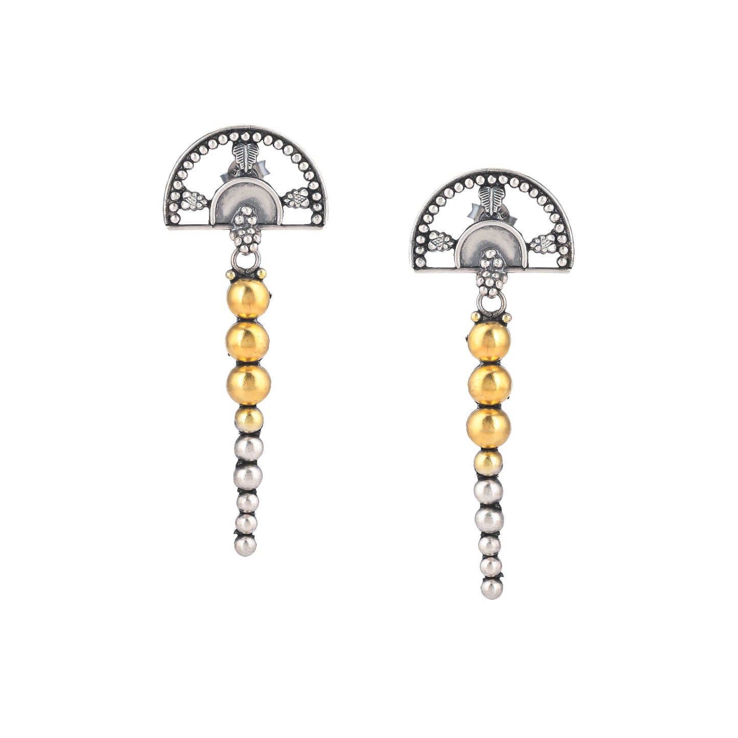 KIARA TWO TONED, BEADS STRING, STUD EARRING