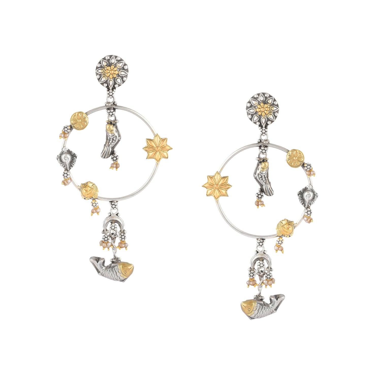 SAILA SILVER-GOLD PLATED FISH EARRING