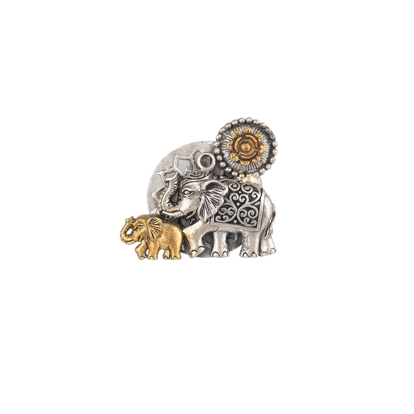 AHANA ELEPHANT SHAPED DESIGN GOLD PLATED SILVER RING