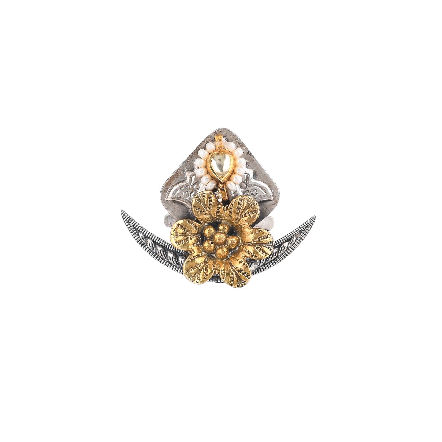 GANIKA TOW TONED, GOLDEN FLOWER, RING