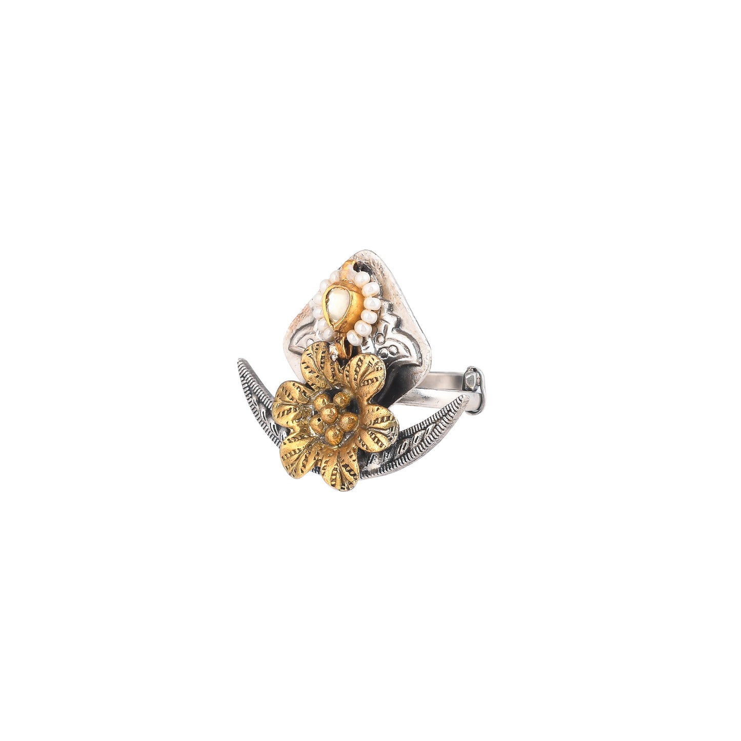 GANIKA TOW TONED, GOLDEN FLOWER, RING