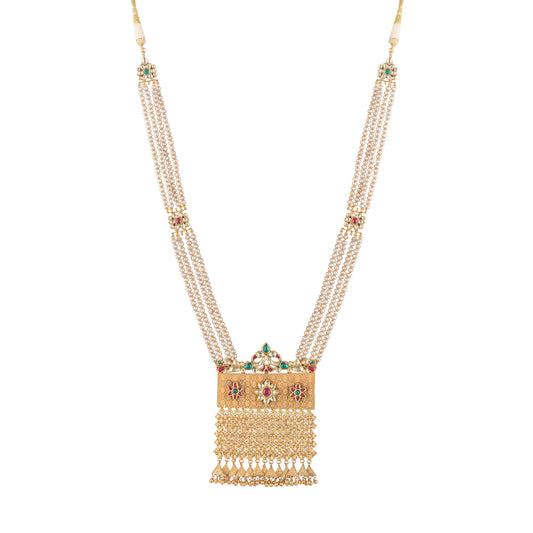 YASRI GOLD PLATED
 PENDENT, BEADED THREAD NECKLACE