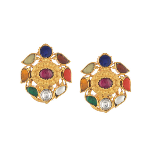 GAJLA COLORFULL STONES
 GOLD PLATED STUD