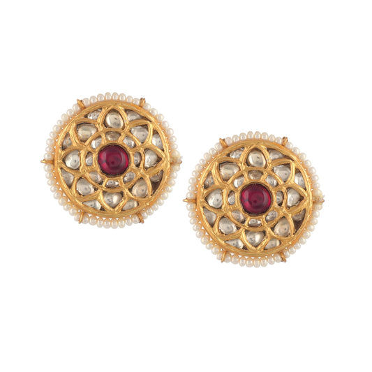 TOSHNI GOLD PLATED 
SILVER PINK-WHITE STONE STUD