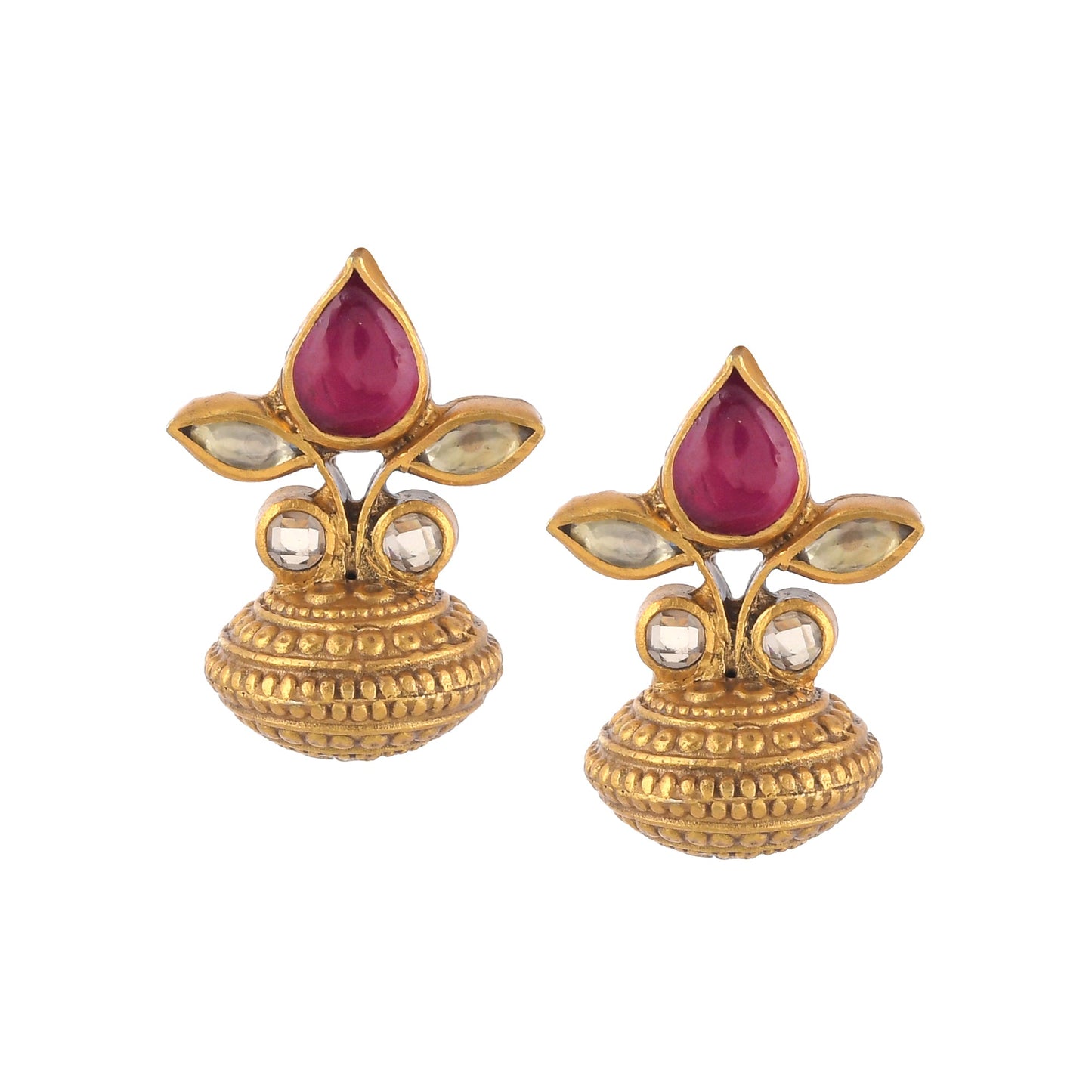 PADMAA PINK STONE GOLD PLATED SILVER STUD